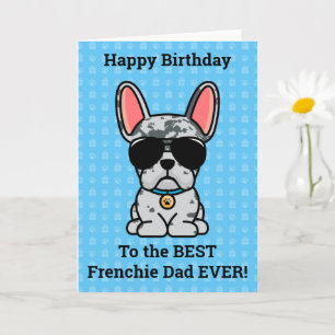 Carte Joyeux anniversaire de Chien Blue Merle French Bul