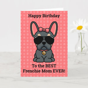 Carte Joyeux anniversaire de Chien Blue Tan French Bulld