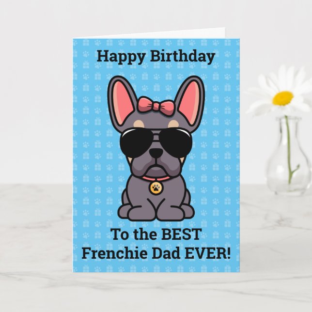 Carte Joyeux anniversaire de Chien Lilac Tan French Bull (Petite plante)