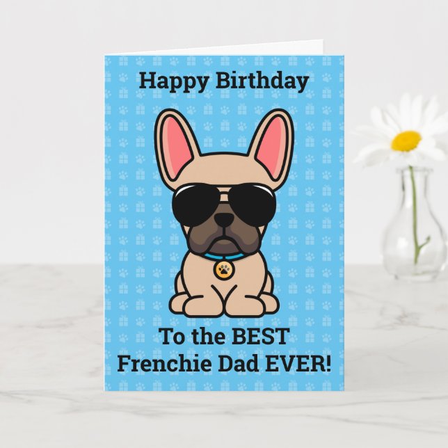 Carte Joyeux anniversaire de chien lumière Fawn Français (Petite plante)