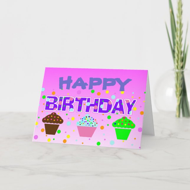 Carte Joyeux anniversaire de cupcakes (Devant)