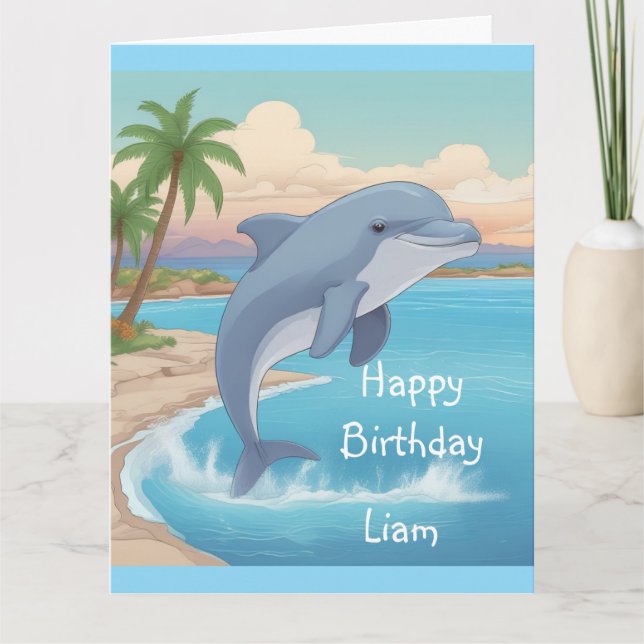 Carte Joyeux anniversaire de dauphin (Devant)