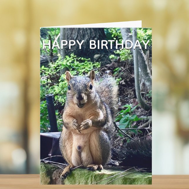 Carte Joyeux anniversaire de Deez Nuts Funny Squirrel Ph (Créateur téléchargé)