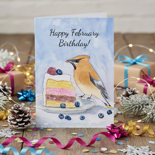 Carte Joyeux anniversaire de février Gâteau de Jaseur ce (Créateur téléchargé)