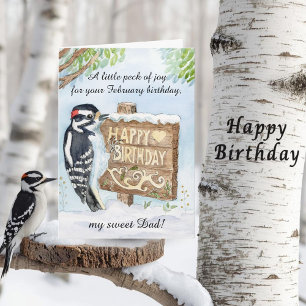 Carte Joyeux anniversaire de février papa Picidae mineur