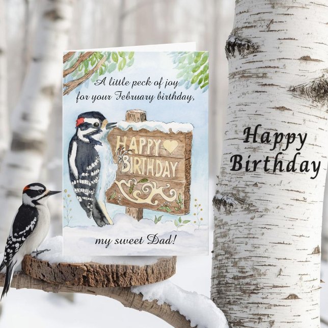 Carte Joyeux anniversaire de février papa Picidae mineur (Créateur téléchargé)