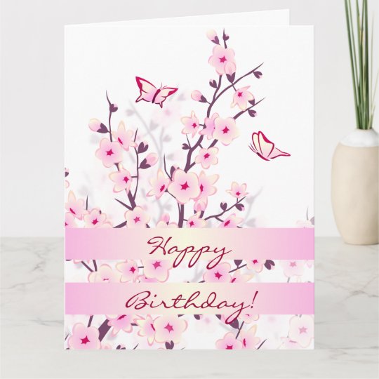 Carte Joyeux Anniversaire De Fleurs De Cerisier Florales Zazzle Fr