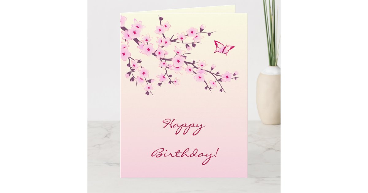 Carte Joyeux Anniversaire De Fleurs De Cerisier Florales Zazzle Fr