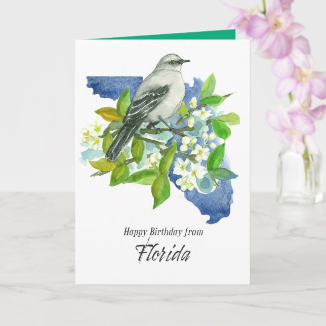 Carte Joyeux anniversaire de Fleurs de merle de Floride (Orchidée)