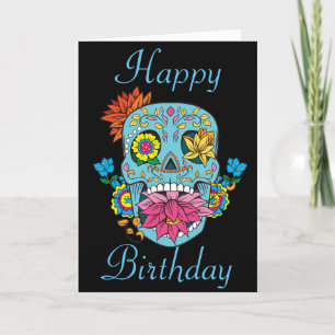 Carte Joyeux anniversaire de Flowers Mexican Tattoo Suga