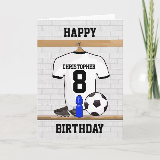 Carte Joyeux Anniversaire De Football Noir Blanc Jersey Zazzle Fr