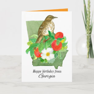 Carte Joyeux anniversaire de Georgia Peach Rose Bird