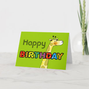 Carte Joyeux anniversaire de girafe mignonne