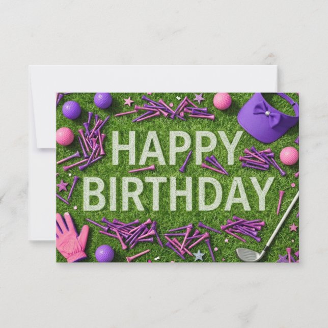 Carte Joyeux anniversaire de golf sur vert  (Devant)