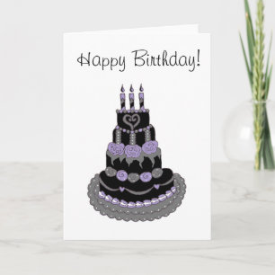 Carte Joyeux anniversaire de Gothic Purple Birthday Cake