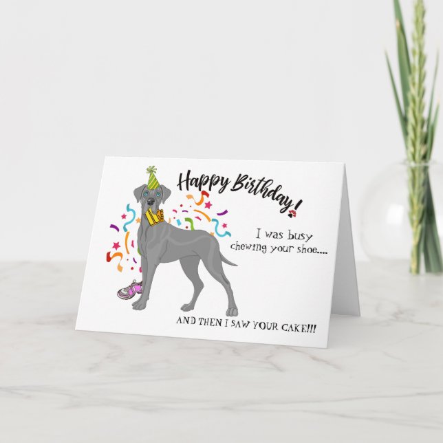 Carte Joyeux anniversaire de Great Dane Chien Buddy Chau (Devant)