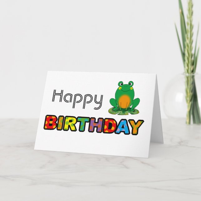 Carte Joyeux anniversaire de grenouille verte (Devant)