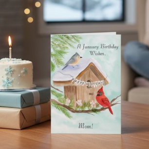 Carte Joyeux Anniversaire de Janvier à Maman avec des Oi