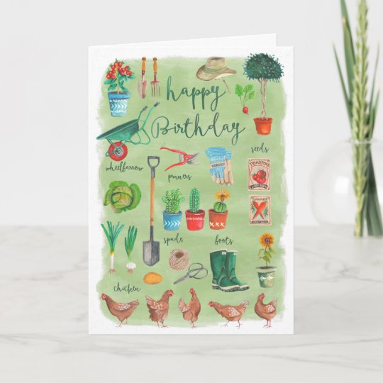 Carte Joyeux Anniversaire De Jardinage Vert Elegant De Zazzle Fr