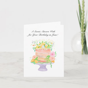 Carte Joyeux Anniversaire de Juin Gâteau Roses et Citron
