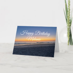 Carte Joyeux anniversaire de la côte au coucher de solei