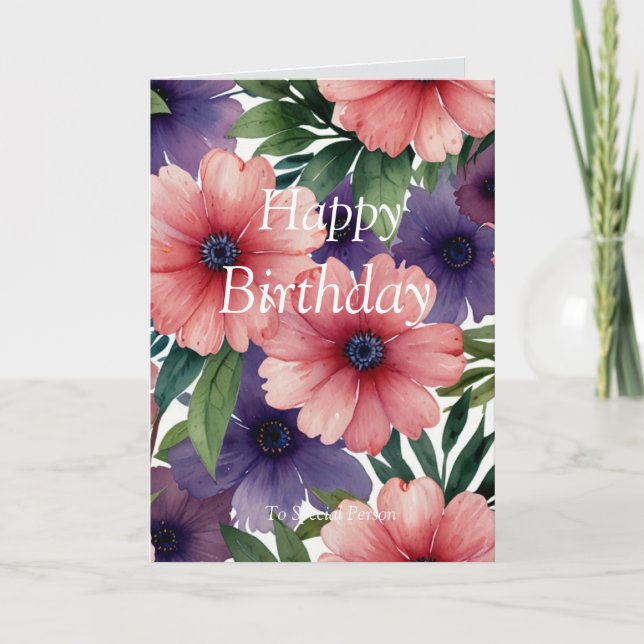 Carte Joyeux anniversaire de la flore botanique (Devant)