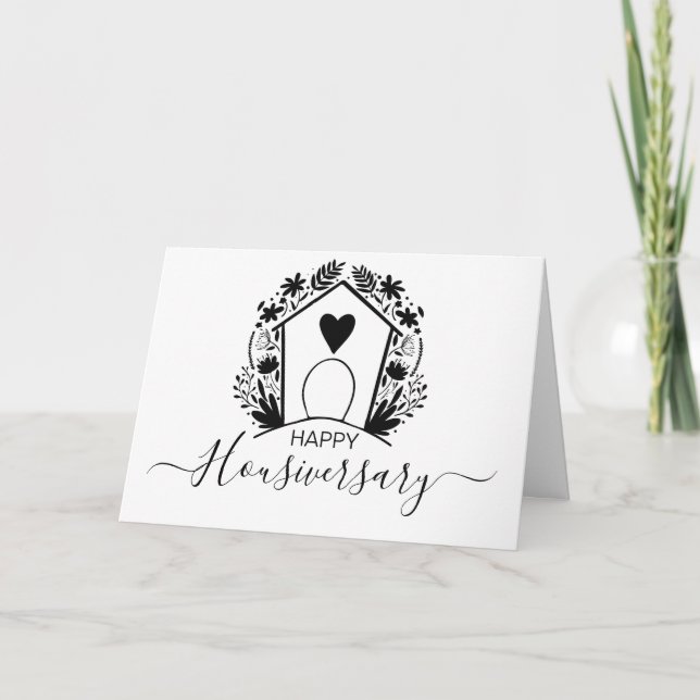 Carte Joyeux Anniversaire de la Maison, Contour Fl (Devant)