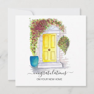 Carte Joyeux Anniversaire de la Maison porte jaune