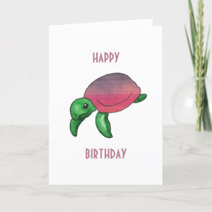 Carte Joyeux Anniversaire de la tortue de mer violette