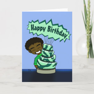 Carte Joyeux anniversaire de l'African American Boy and 