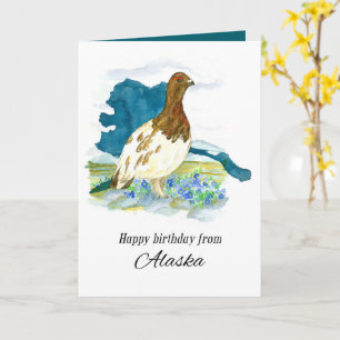 Carte Joyeux anniversaire de l'Alaska Lagopède des saule