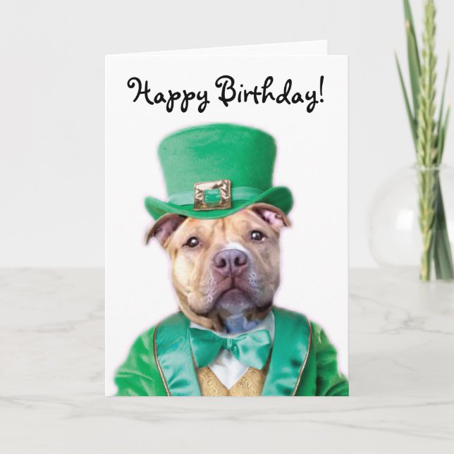 Carte Joyeux anniversaire de l'Irish Pitbull Puppy greet (Devant)