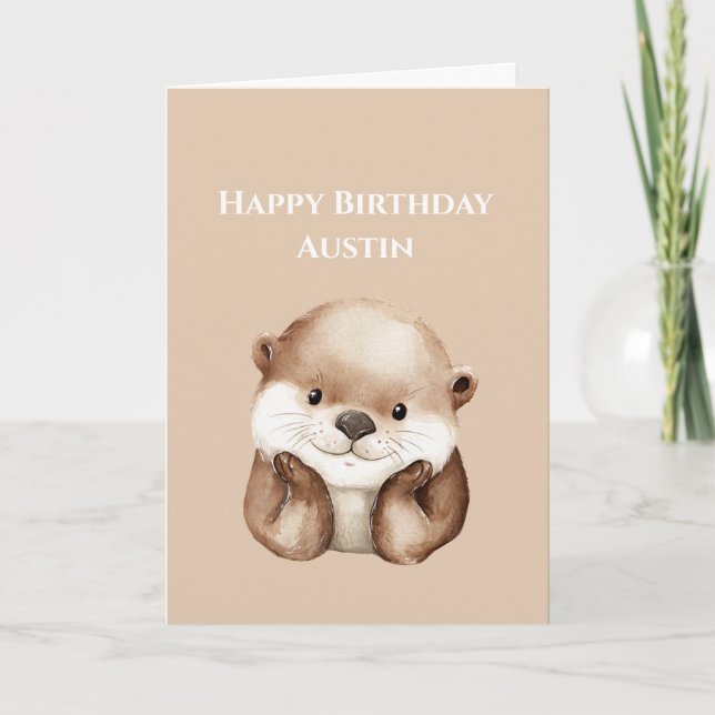 Carte Joyeux Anniversaire de Loutre Mignonne (Devant)