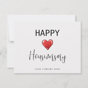 Carte Joyeux anniversaire de maison Script Cœur Rouge