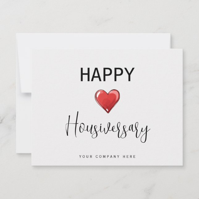 Carte Joyeux anniversaire de maison Script Cœur Rouge (Devant)