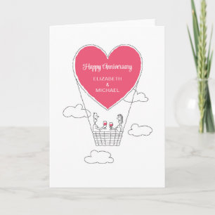 Carte Joyeux Anniversaire de Mariage Cœur Rouge Couple M