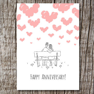 Carte Joyeux Anniversaire de Mariage Couple Marié Cœurs