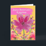 Carte Joyeux anniversaire de Mariage en français avec fl<br><div class="desc">Joyeux Anniversaire de mariage,  Joyeux Anniversaire Mariage en français,  avec une fleur d'aquarelle et des bourgeons de fleurs sur les tiges. Copyright © Shoaff Ballanger Studios,  2022.</div>