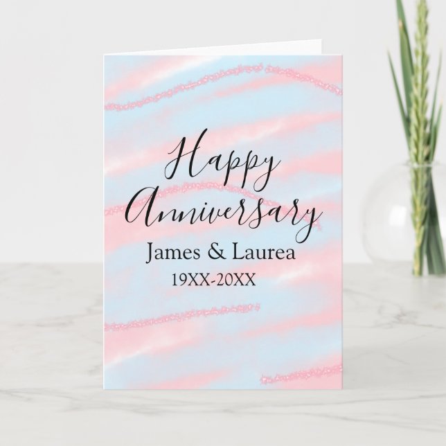 Carte Joyeux anniversaire de mariage nom date année past (Devant)