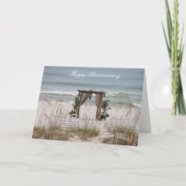 Carte Joyeux Anniversaire de Mariage Plage de Sable (Devant)