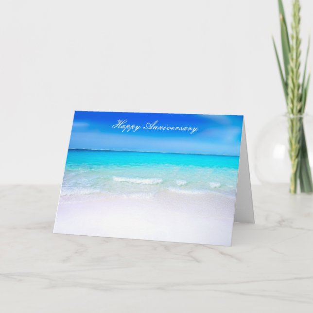 Carte Joyeux Anniversaire de Mariage Plage de Sable (Devant)