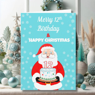 Carte Joyeux anniversaire de Noël 12 Santa 