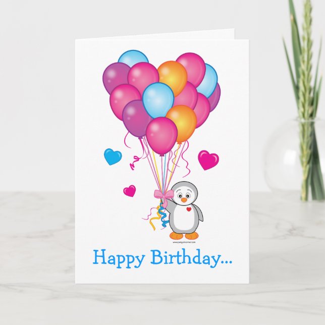Carte Joyeux anniversaire de nous tous avec Penguin (Devant)