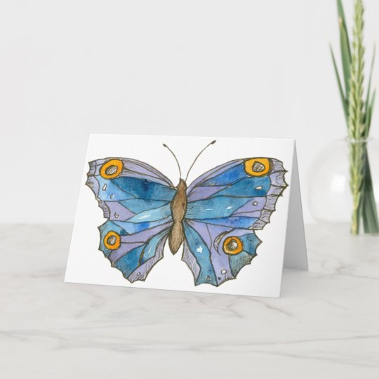 Carte Joyeux Anniversaire De Papillon Bleu D Aquarelle Zazzle Fr