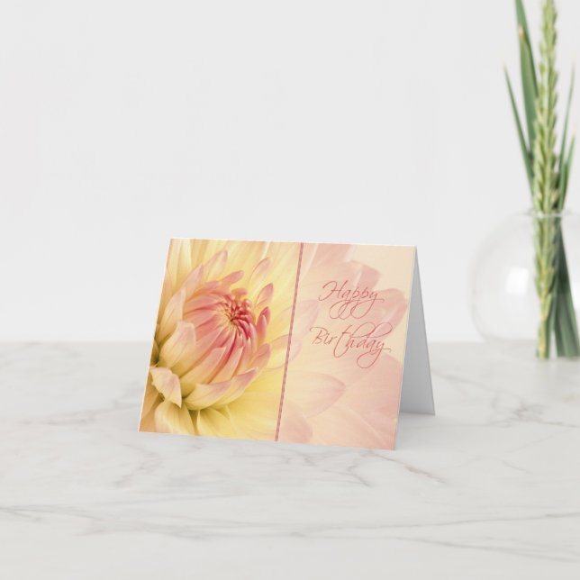 Carte Joyeux anniversaire de Peach Dahlias (Devant)