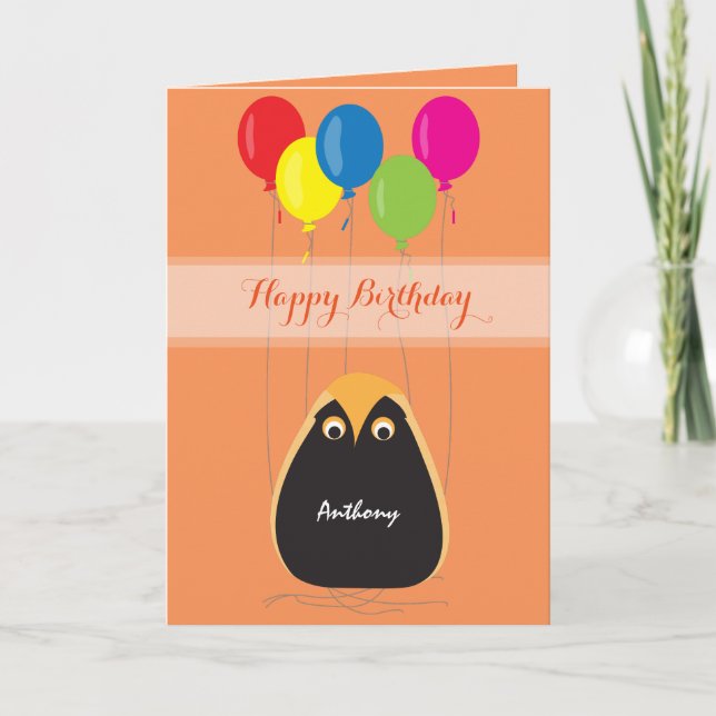 Carte Joyeux anniversaire de personnaliser avec un hibou (Devant)