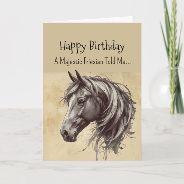 Carte Joyeux anniversaire de personnalité de cheval fris (Devant)