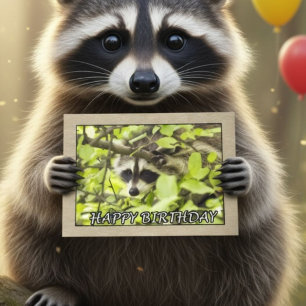 Carte Joyeux Anniversaire de Raton Laveur Mignon de la F