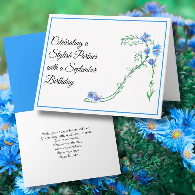 Carte Joyeux anniversaire de septembre Partner Blue Aste (Créateur téléchargé)
