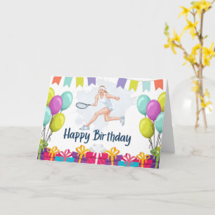 Carte Joyeux anniversaire de Tennis au joueur de tennis